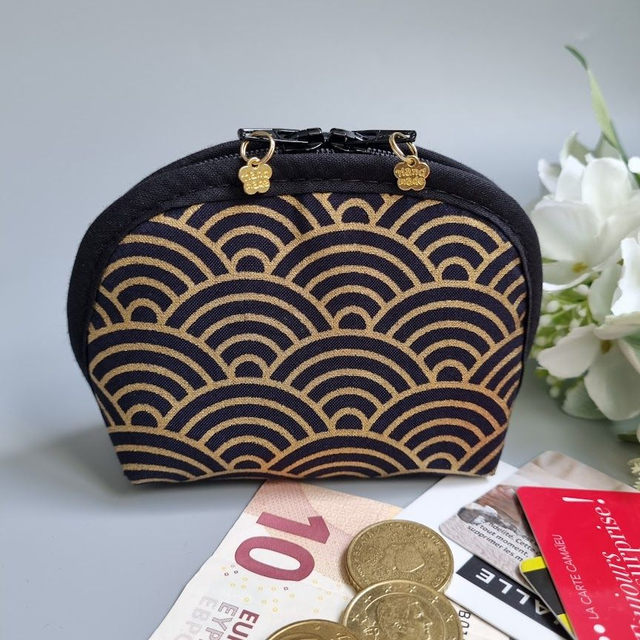 Porte-monnaie arrondi "Nami" noir doré