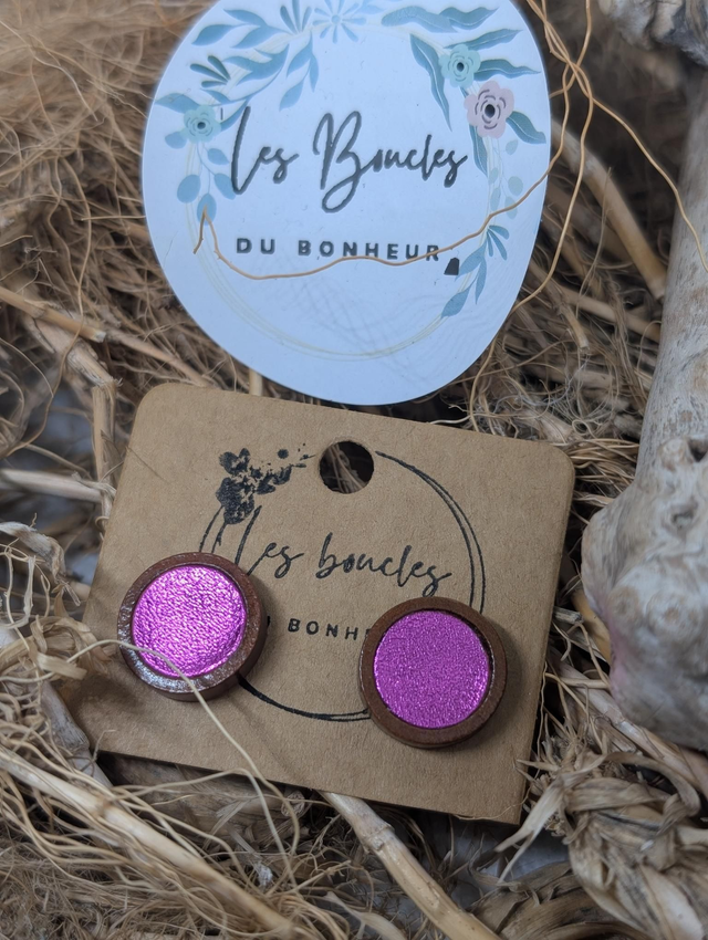 Boucles d&#039;oreilles puces fushia pu036