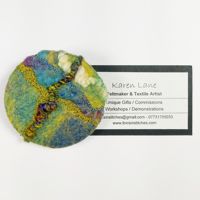 Wet Felted &amp; Embellished Brooch