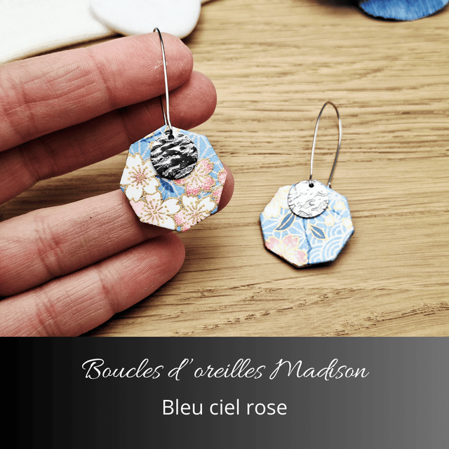 Boucles d'oreilles Madison - Bleu ciel rose