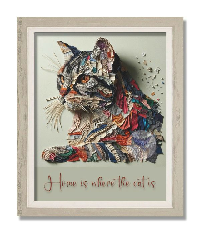 Artistic print of cat with text (C03)