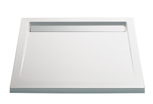 Acryl Quadrat superflach 90 x 90 cm - mit Ablaufrinne edelstahl poliert