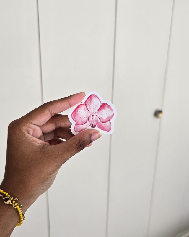 Stickers orchidée rose 