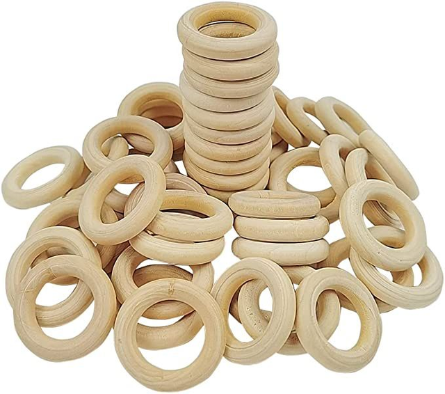 10 houten ringen 70mm Buiten Diameter, 50mm Binnendiameter