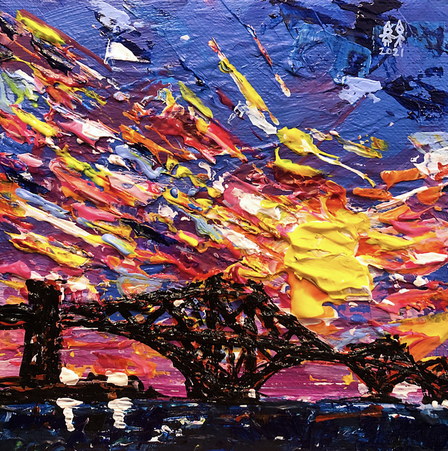 X4 Prints - Sunset on Queensferry 8"x8" (£7.50 a unit)