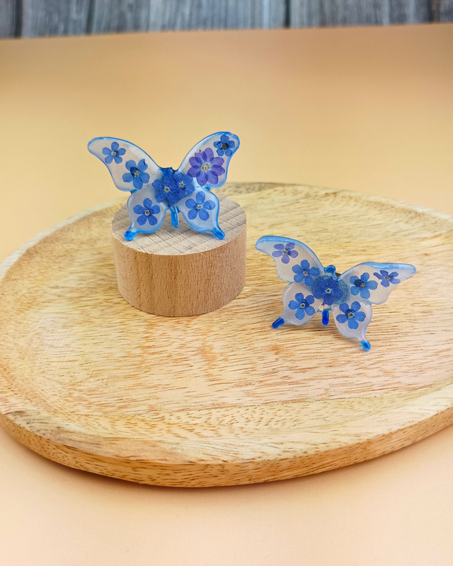 Bague Myosotis (Ne m'oubliez pas) - Ajustable en acier inoxydable argenté