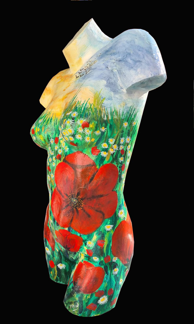 Buste coquelicot H 80cm