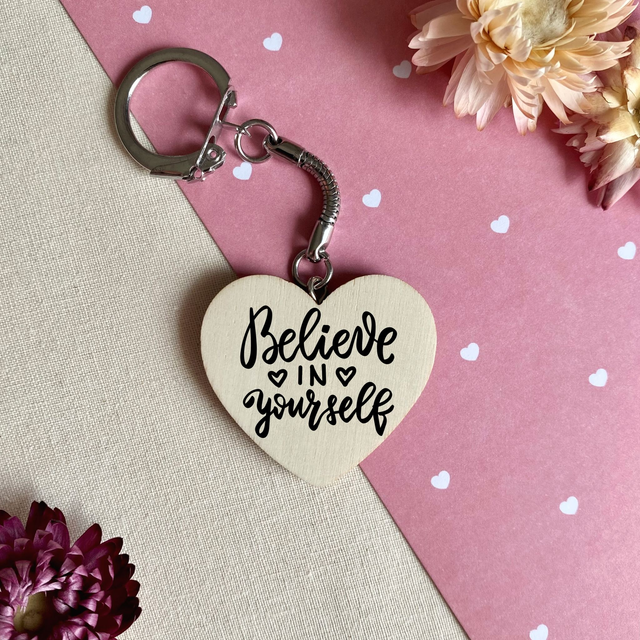 Porte clés coeur Believe in yourself