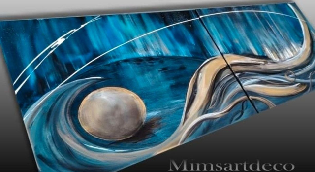 Tableau abstrait art moderne bleu 