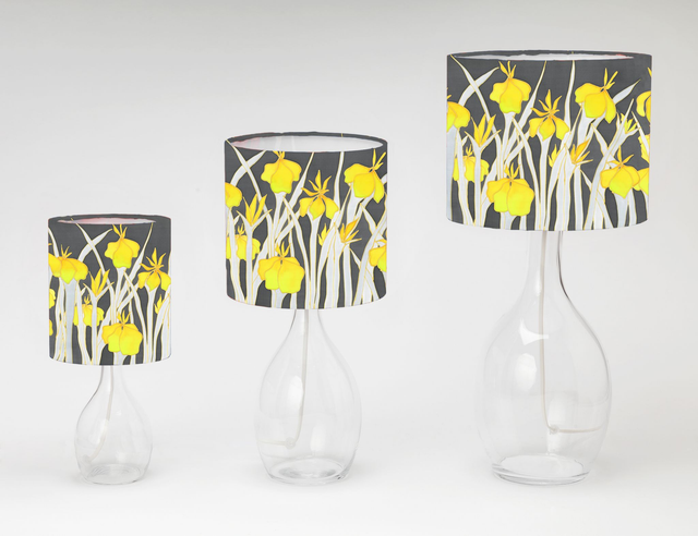 Yellow Iris print table shades   