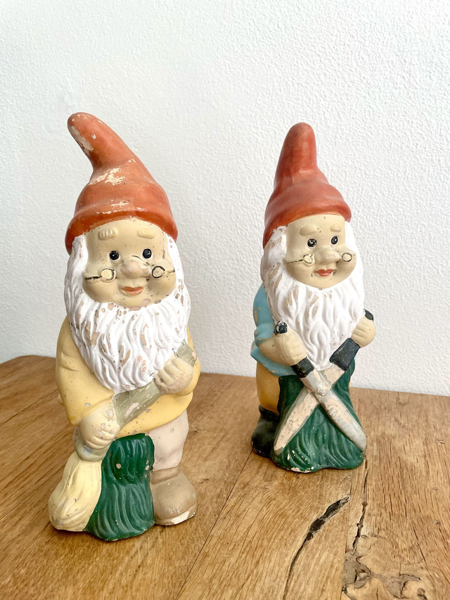 Paire de Lutins / Nains de jardins Vintage