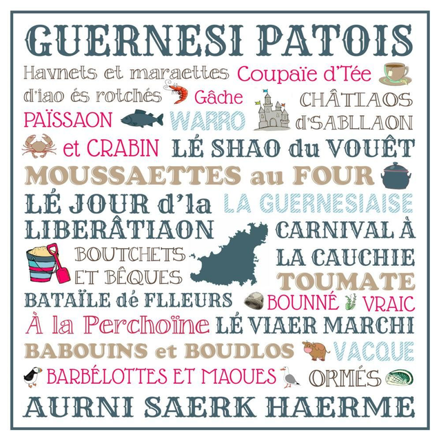 X01 PRINTS - GUERNSEY PATOIS [NAVY] PRINT 30cm x 30cm