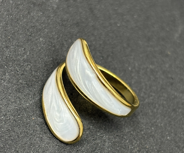 Bague Double Ambre Blanche