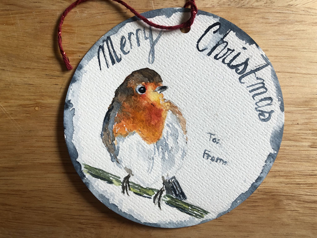 29/11/25 Festive watercolour: paint birds on gift tags for Christmas