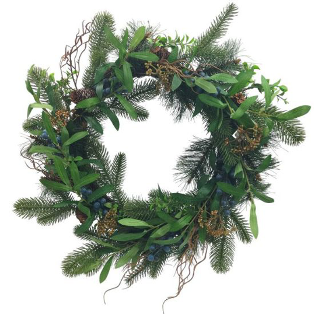 60cm Artificial Christmas Wreath with blueberries and spruce 