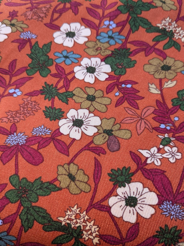 Autumn Floral Viscose Twill in Burnt Orange