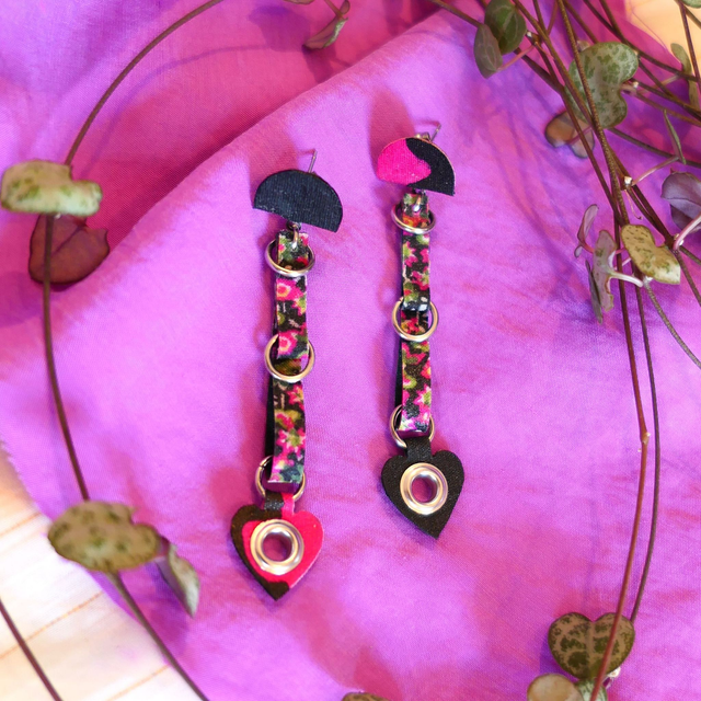 Flèches de Cupidon - boucles d'oreilles en tissu coton upcyclé et apprêts en acier inox