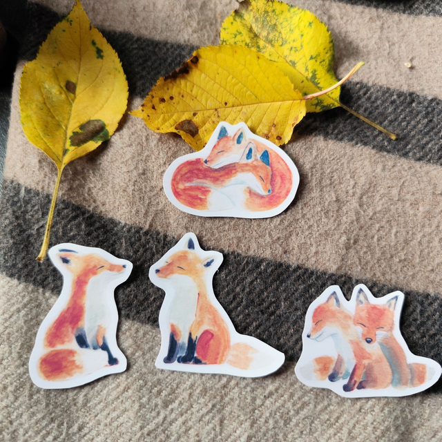 Autocollants Renards d&#039;automne en lot ou à l&#039;unité