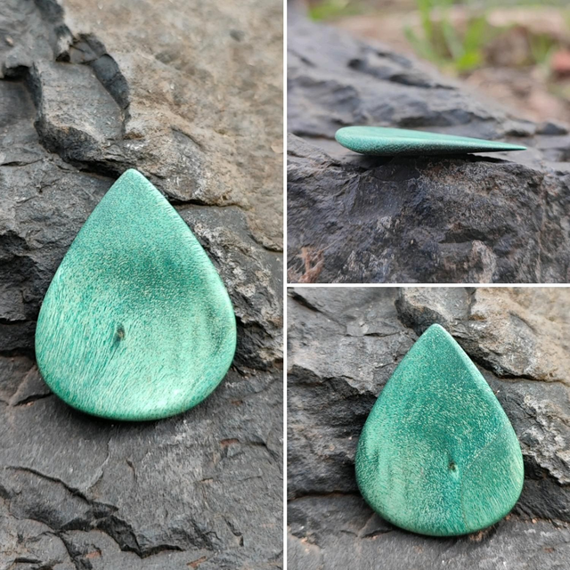 Médiator en Bois de Loupe de Peuplier stabilisé vert