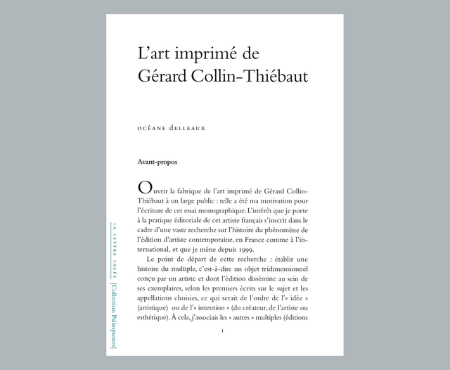 Gérard Collin-Thiébaut, L'art imprimé de Gérard Collin-Thiébaut, 2025 