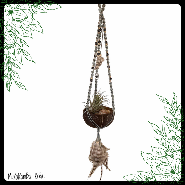 Suspension en macramé Grise