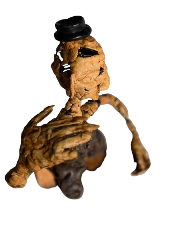 Sculpture amoureux romantique sur bois de cep de vigne