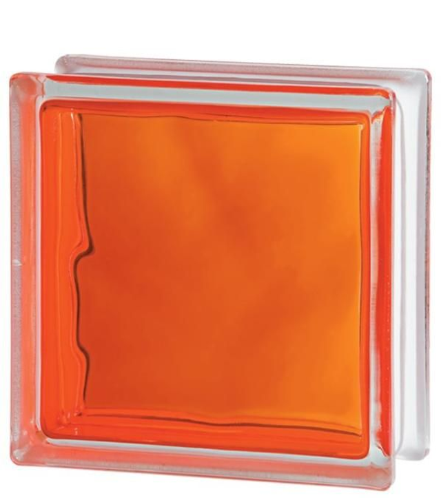 Brilly Orange Colour Injected Glass Block 