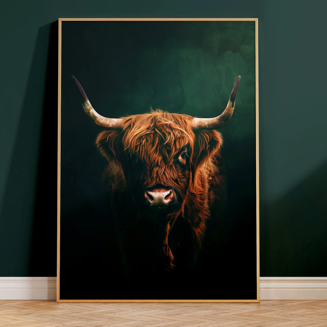 Dark Green Canvass Highland Cow