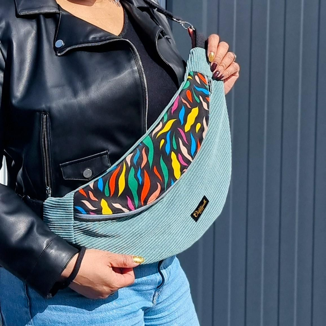 Sac banane vert flammes