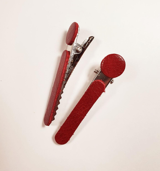 Lot de 2 pinces crocodile en cuir véritable