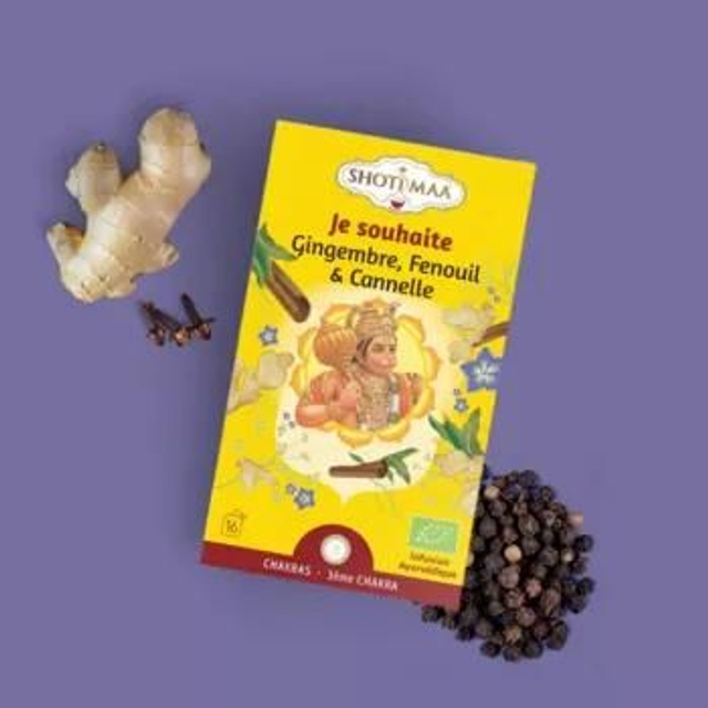 Tisane bio &quot;Je Souhaite&quot; Gingembre, Fenouil, Cannelle