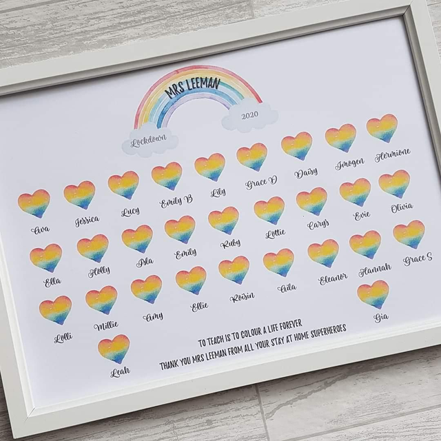 Thank you teacher class | Rainbow print &amp; A4 Frame 