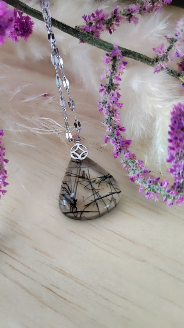 Pendentif Quartz rutile noir