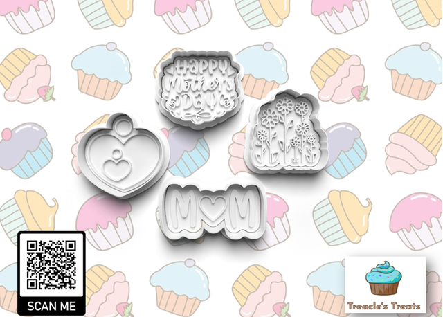 Mother&#039;s day Fondant/cookie stamps with cutters