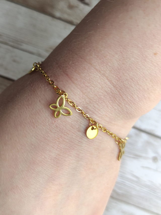 Bracelet acier inoxydable &quot;Papillons doré&quot;