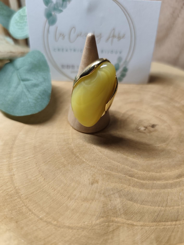 BAGUE BIG RESINE JAUNE/GOLD - AJUSTABLE- 0001287