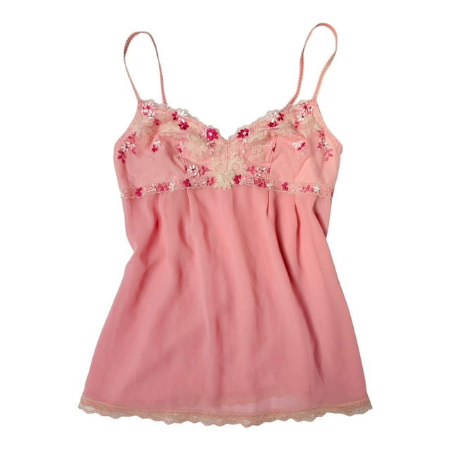 Japanese brand coquette pink floral embroidered cups cami 