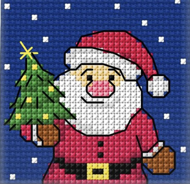 Father Christmas Card counted cross stitch kit by Orchidea