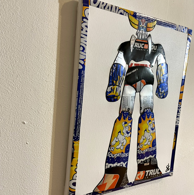 Tableau GOLDORAK réalisé avec des canettes recyclées