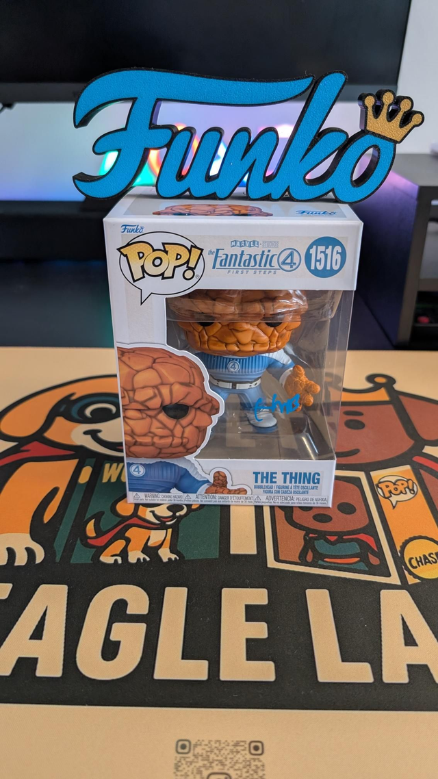 Funko Pop Marvel Fantastic Four The Thing 1516 Signed by Ebon Moss Bachrach with Beckett COA