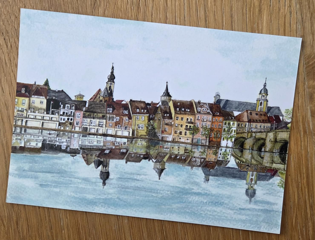 Postkarte "Kitzingen" | Kunstdruck DIN A6 300g | Handgemalte Grußkarte & liebevolle Deko |