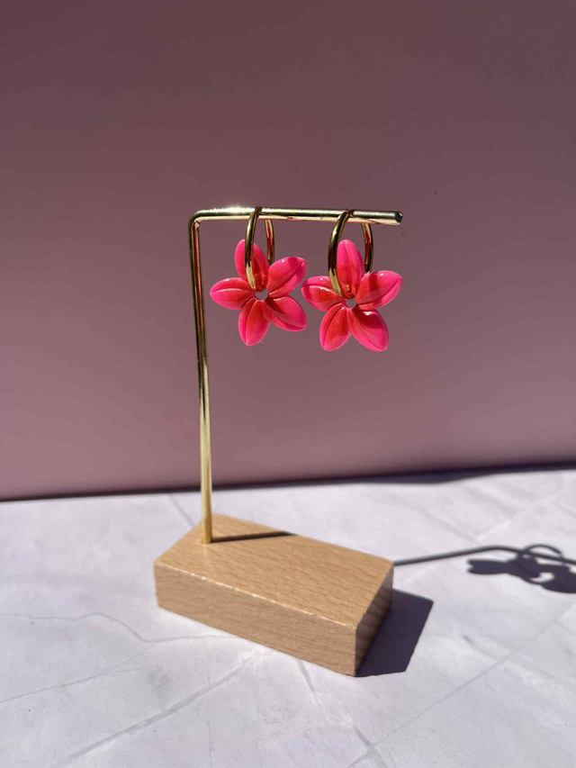 Pampilles fleurs de tiaré rose fluo