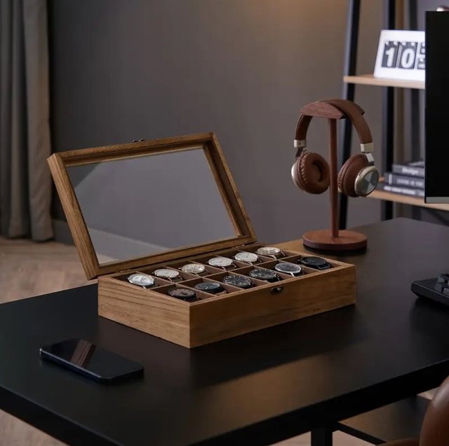 Scatola porta orologi in legno da 12 posti