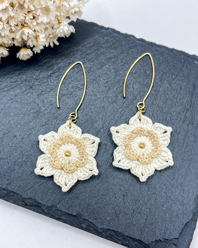 Boucles d’oreilles Anémones ~ M ~ Accessoire poétique en crochet
