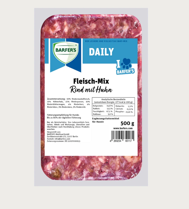 Fleisch-Mix Rind mit Huhn 500g