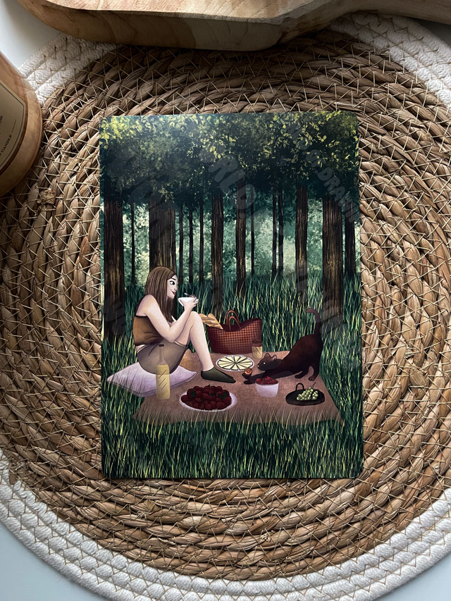 Illustration A5 - Pique nique dans les bois