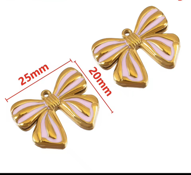 Charm fiocco smaltato rosa