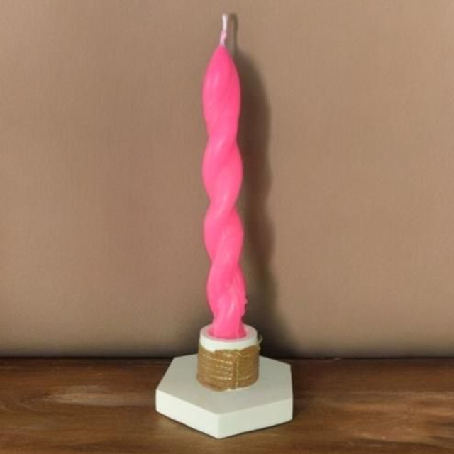 Bougeoir blanc Bougie torsadé 