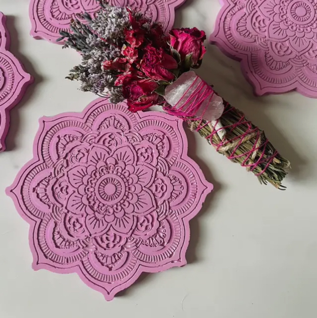 Pink Cement Smudging Tray