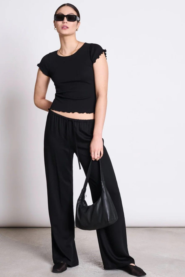 JAN 'N JUNE MINIRIB T-SHIRT REN BLACK GOTS